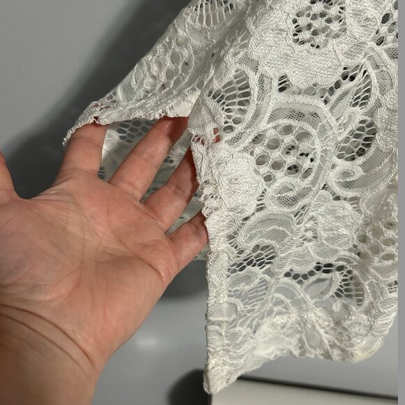 Dress Barn Ivory Lace Overlay Shark Bite Hem Tank Dress Women's Size M - Picture 4 of 11